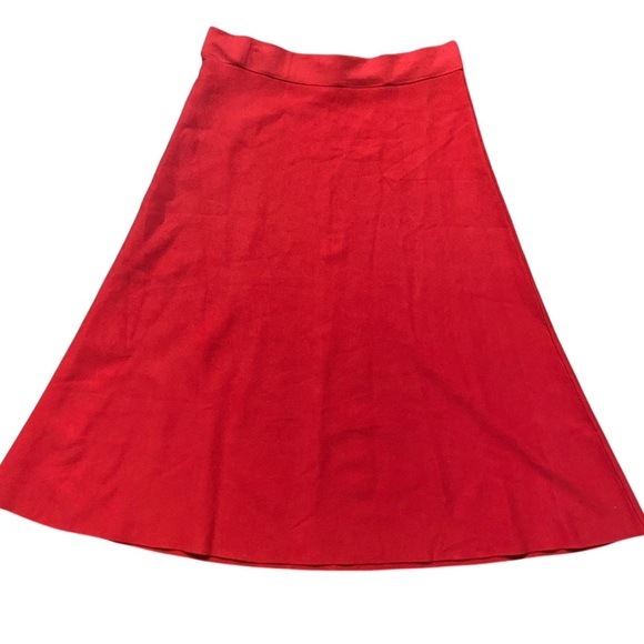 Ann Taylor Midi Sweater A Line Skirt Jubilee Size XL Red Elastic Waist Holiday - Picture 5 of 10